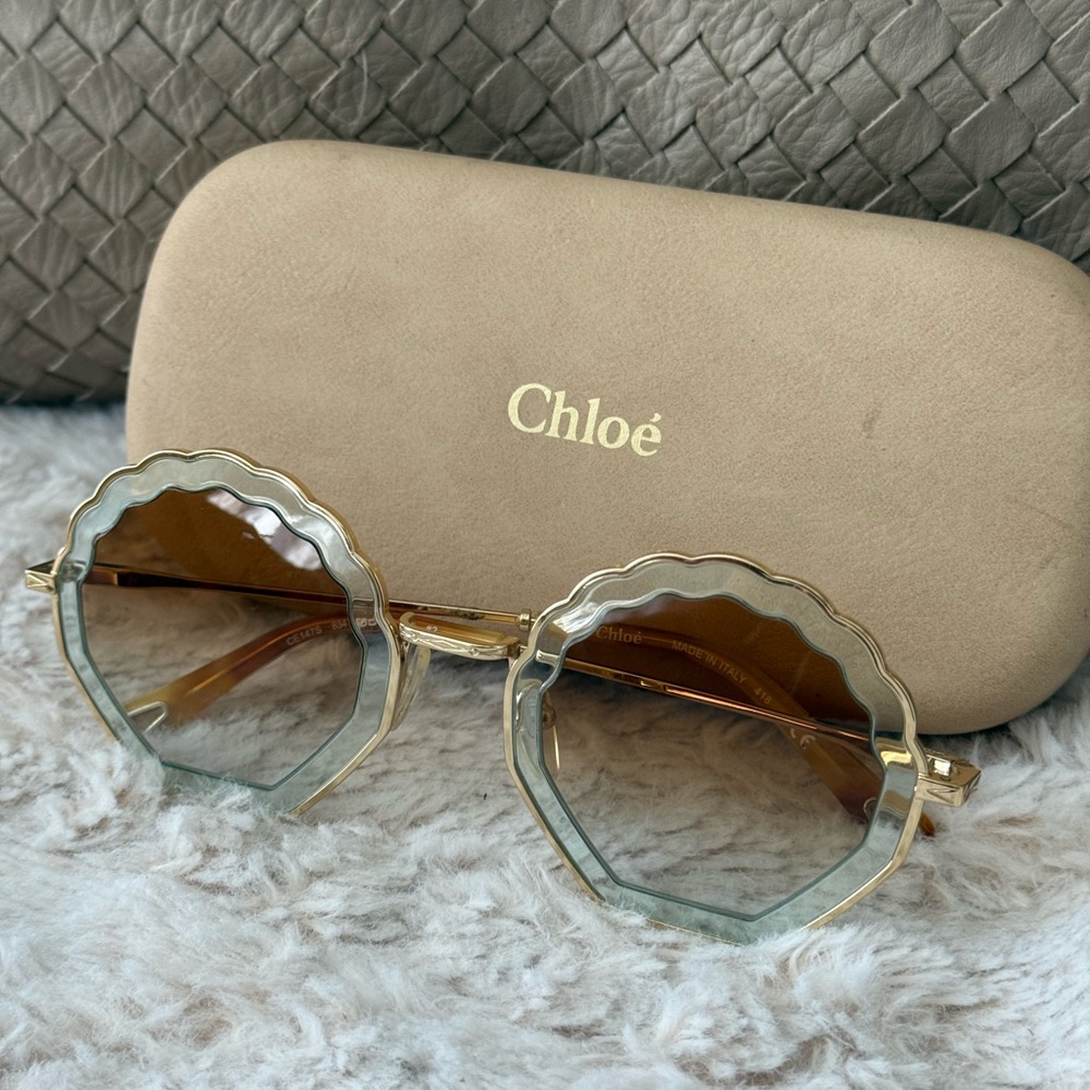 Chloe Gold and Brown Women's Sunglasses